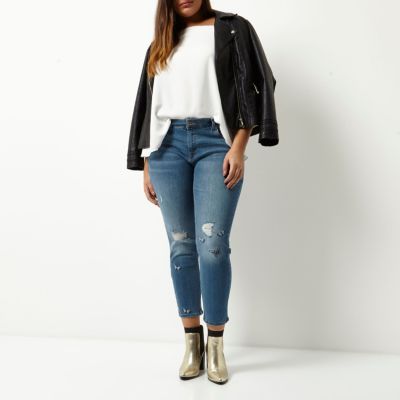 Plus blue embroidered Alannah skinny jeans